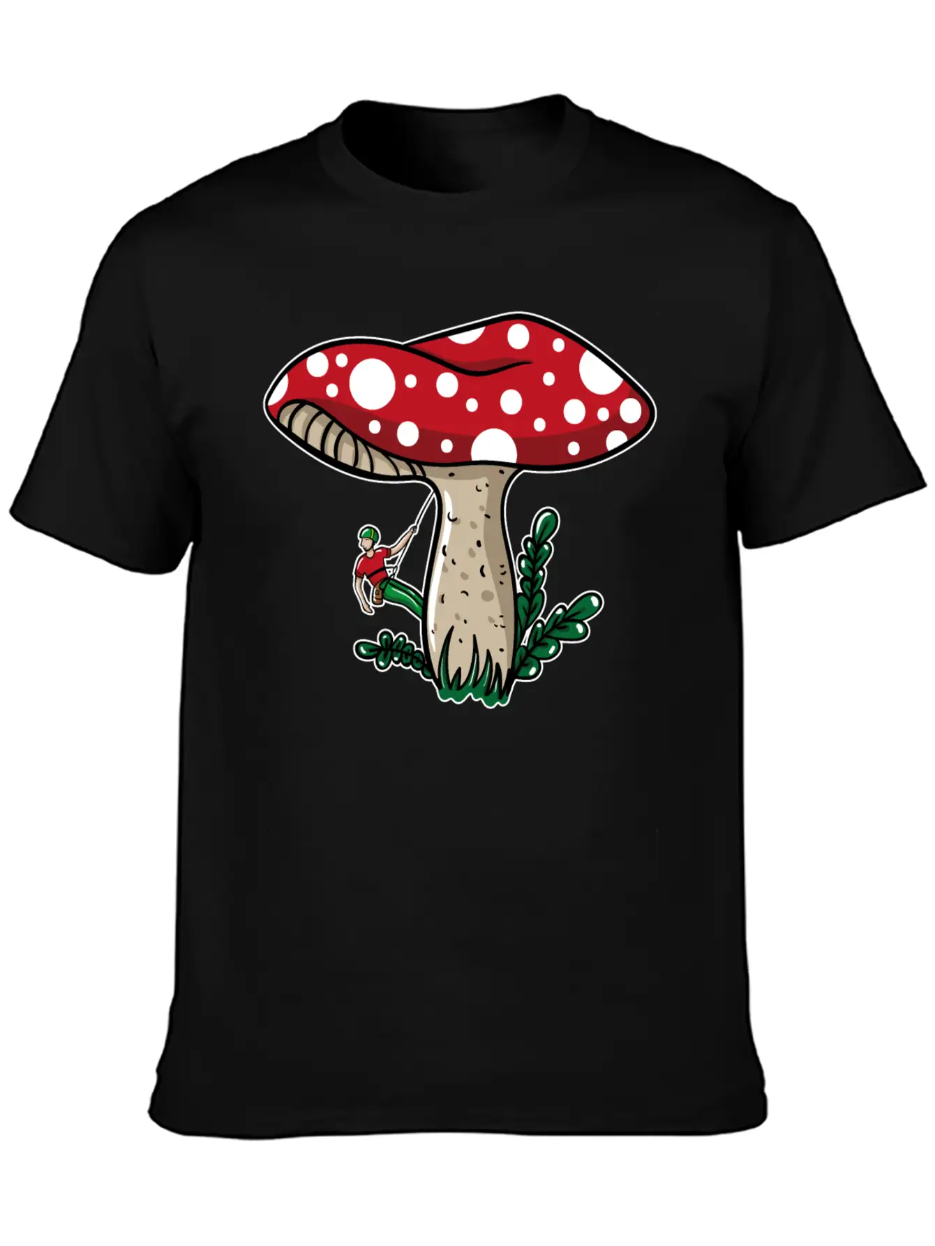 Climber Climbing Mushroom Unisex Short Sleeve Soft Cotton T-Shirt – Casual Everyday Wear