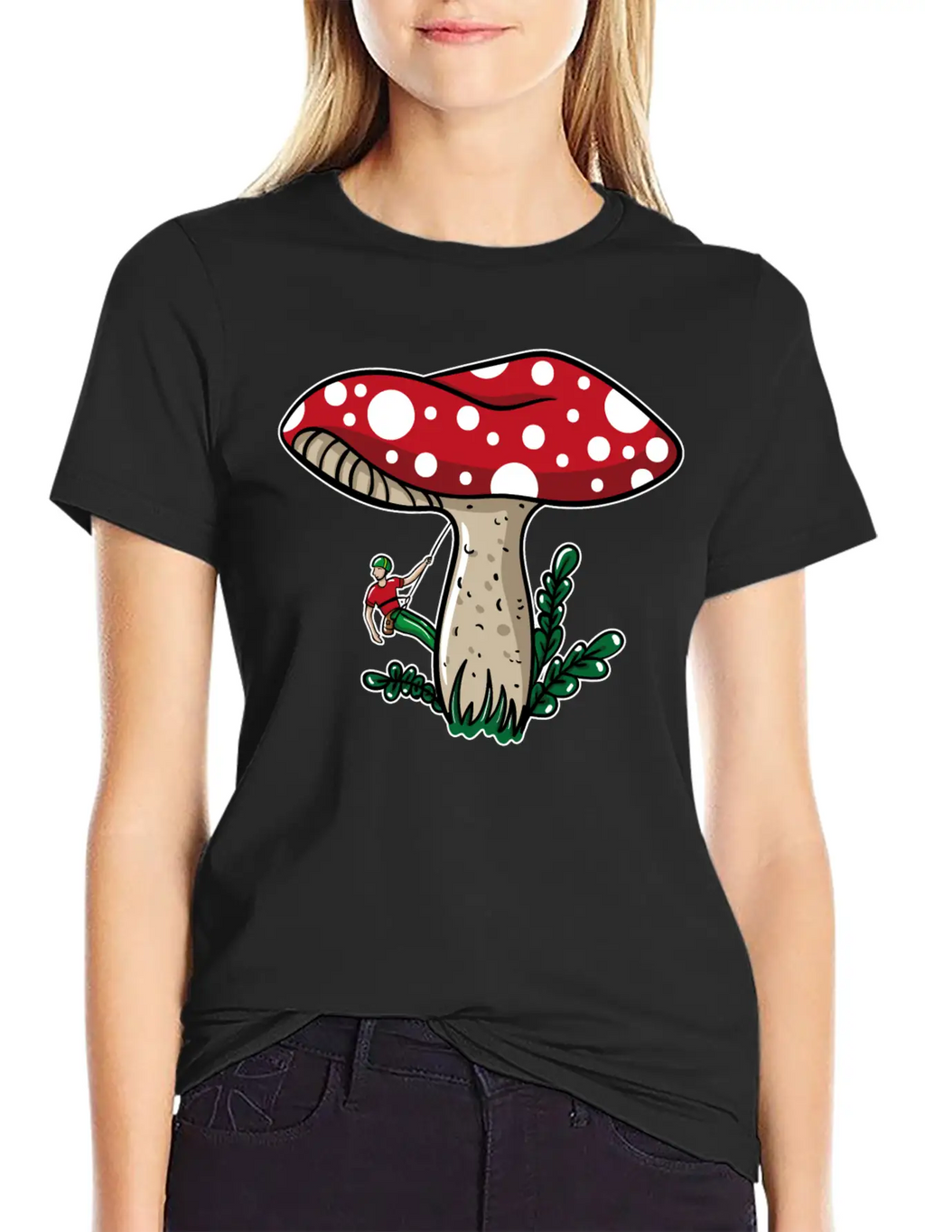 Climber Climbing Mushroom Unisex Short Sleeve Soft Cotton T-Shirt – Casual Everyday Wear