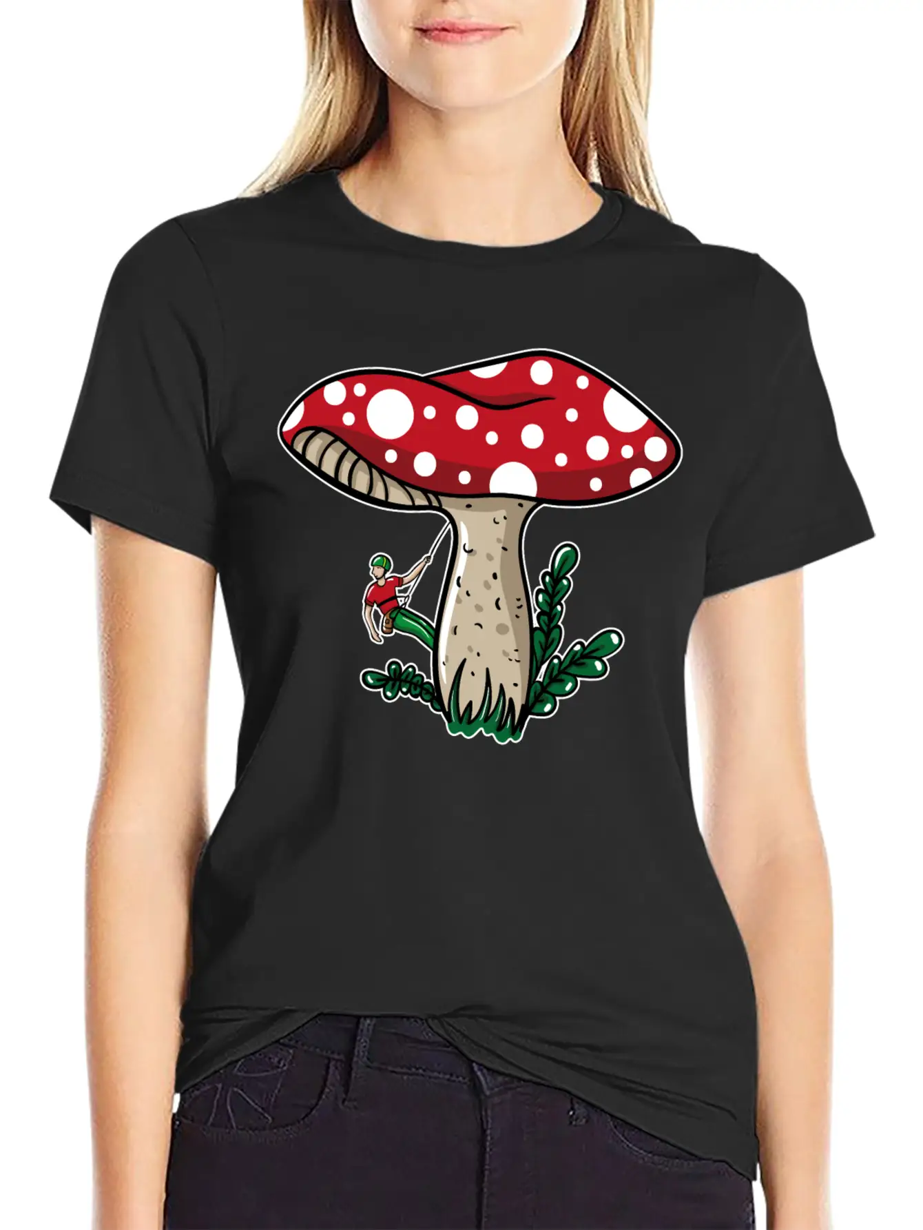 Climber Climbing Mushroom Unisex Short Sleeve Soft Cotton T-Shirt – Casual Everyday Wear