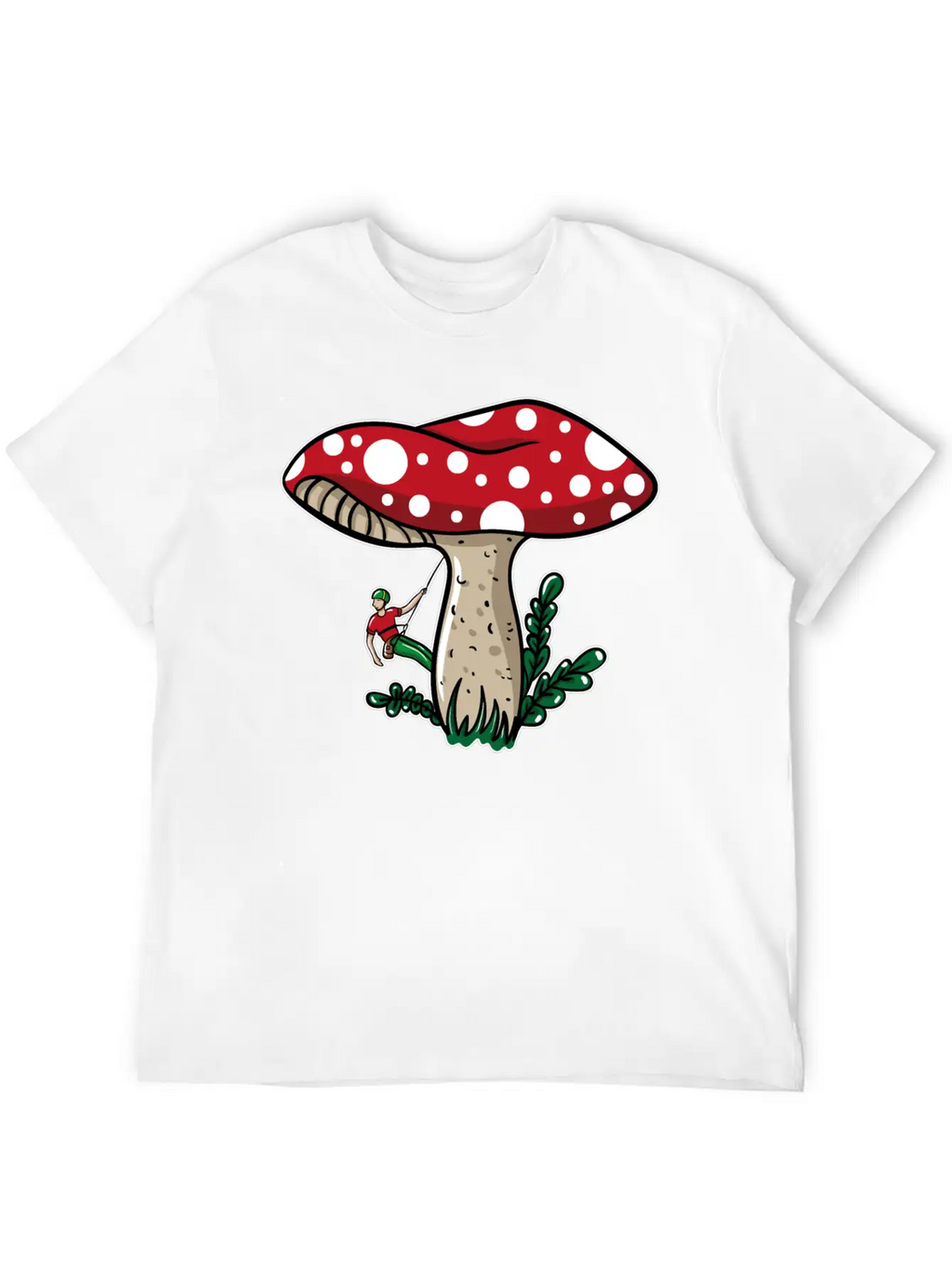 Climber Climbing Mushroom Unisex Short Sleeve Soft Cotton T-Shirt – Casual Everyday Wear