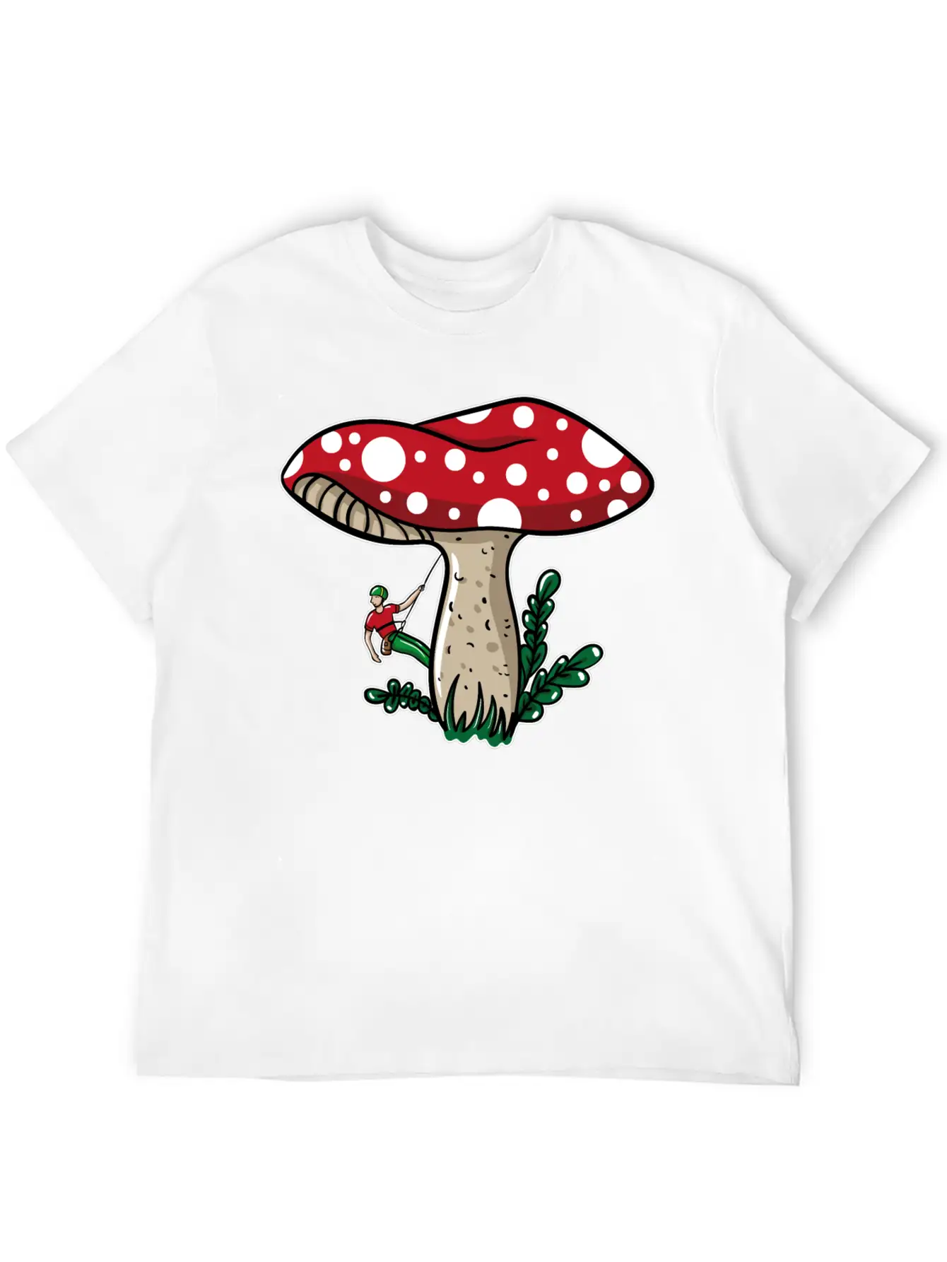 Climber Climbing Mushroom Unisex Short Sleeve Soft Cotton T-Shirt – Casual Everyday Wear