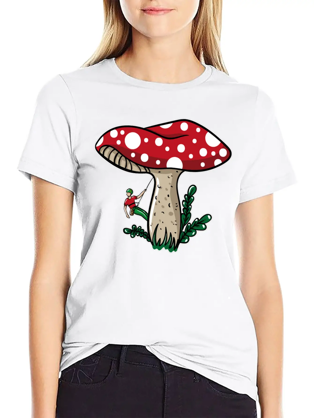 Climber Climbing Mushroom Unisex Short Sleeve Soft Cotton T-Shirt – Casual Everyday Wear