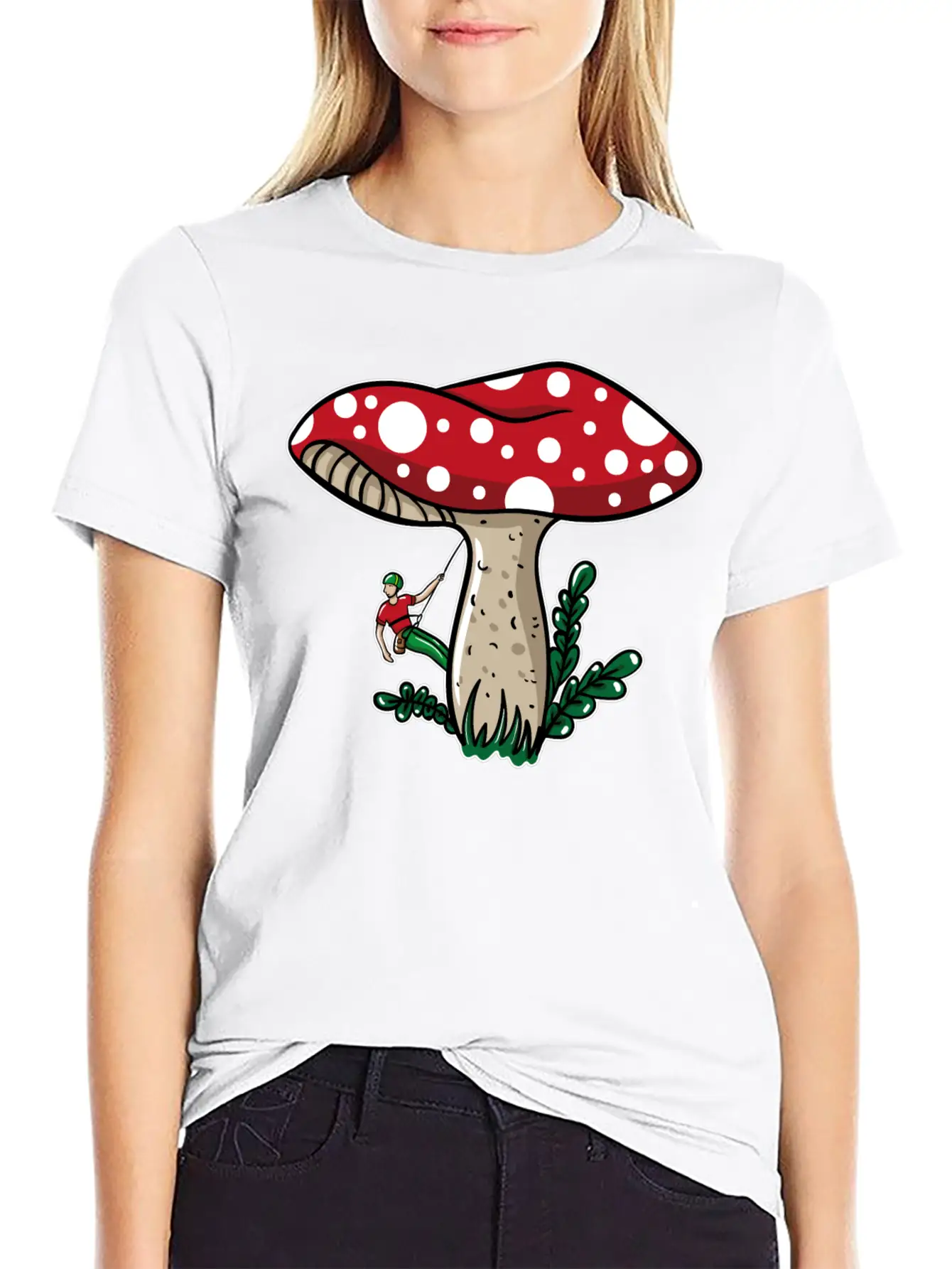 Climber Climbing Mushroom Unisex Short Sleeve Soft Cotton T-Shirt – Casual Everyday Wear