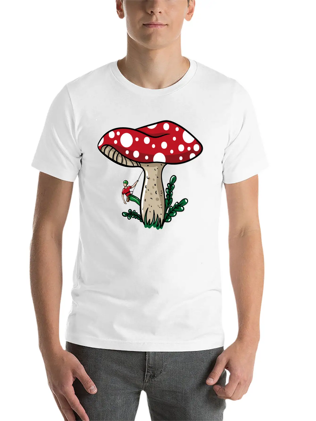 Climber Climbing Mushroom Unisex Short Sleeve Soft Cotton T-Shirt – Casual Everyday Wear