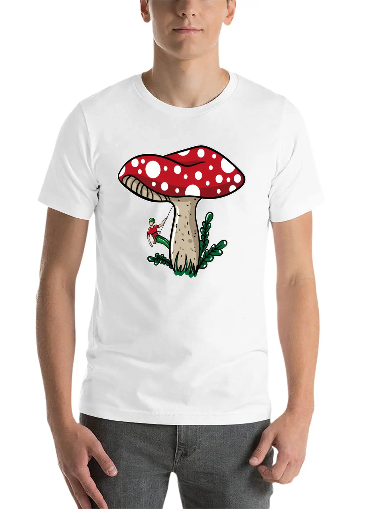 Climber Climbing Mushroom Unisex Short Sleeve Soft Cotton T-Shirt – Casual Everyday Wear