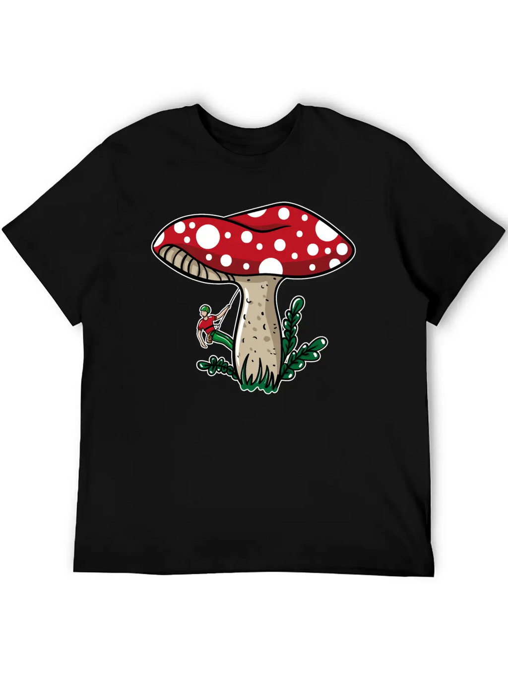 Climber Climbing Mushroom Unisex Short Sleeve Soft Cotton T-Shirt – Casual Everyday Wear