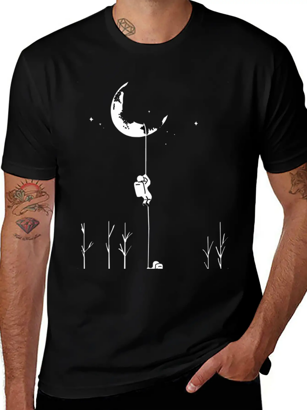 Climbing The Moon - Astronaut Classic Fit Graphic Tee For Daily Comfort – Unisex Cotton Shirt