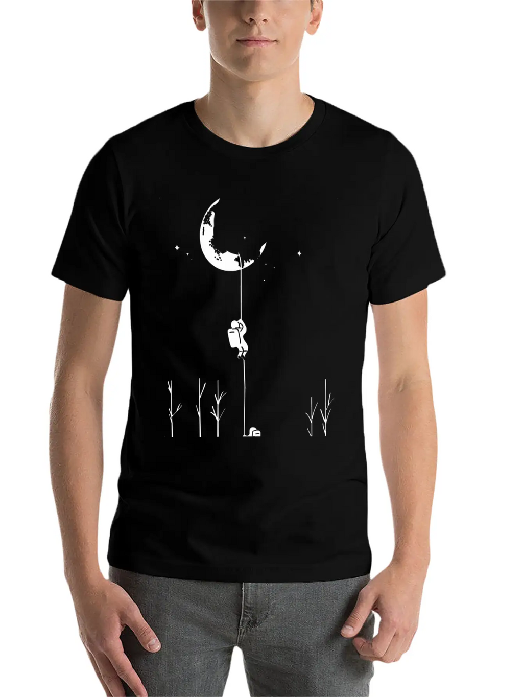 Climbing The Moon - Astronaut Classic Fit Graphic Tee For Daily Comfort – Unisex Cotton Shirt