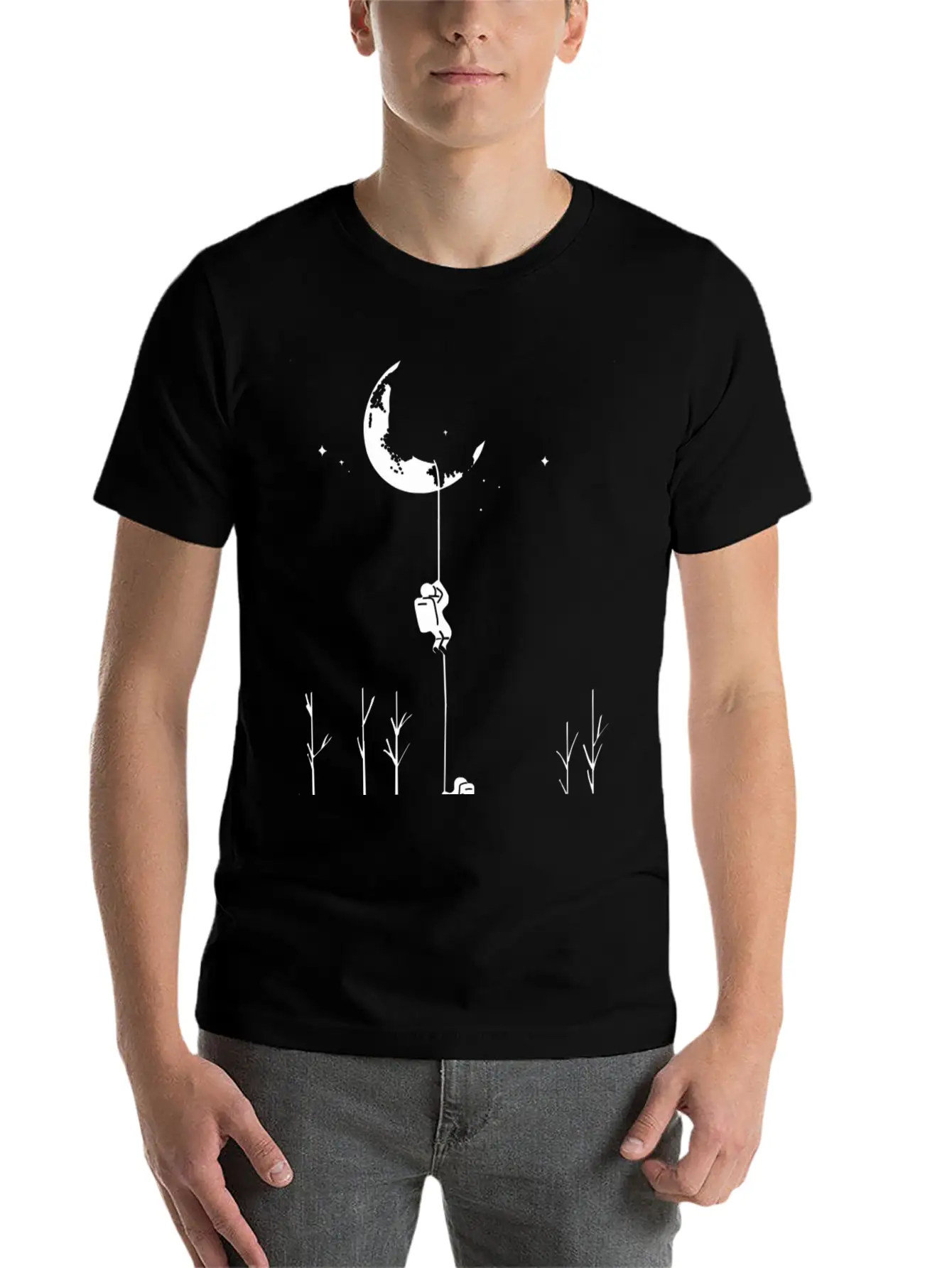 Climbing The Moon - Astronaut Classic Fit Graphic Tee For Daily Comfort – Unisex Cotton Shirt