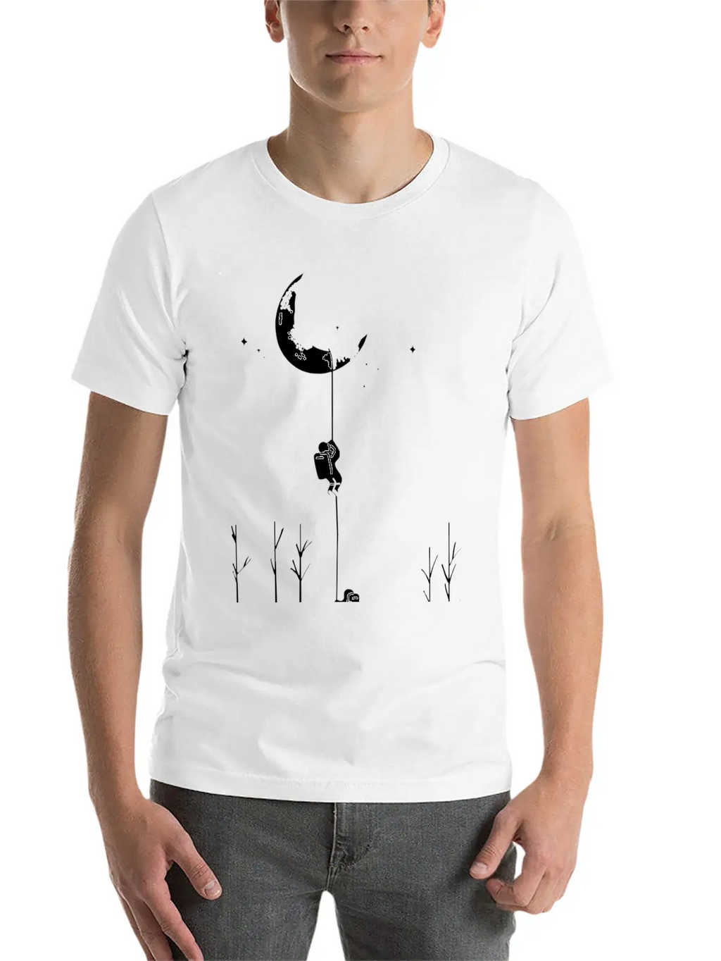 Climbing The Moon - Astronaut Classic Fit Graphic Tee For Daily Comfort – Unisex Cotton Shirt