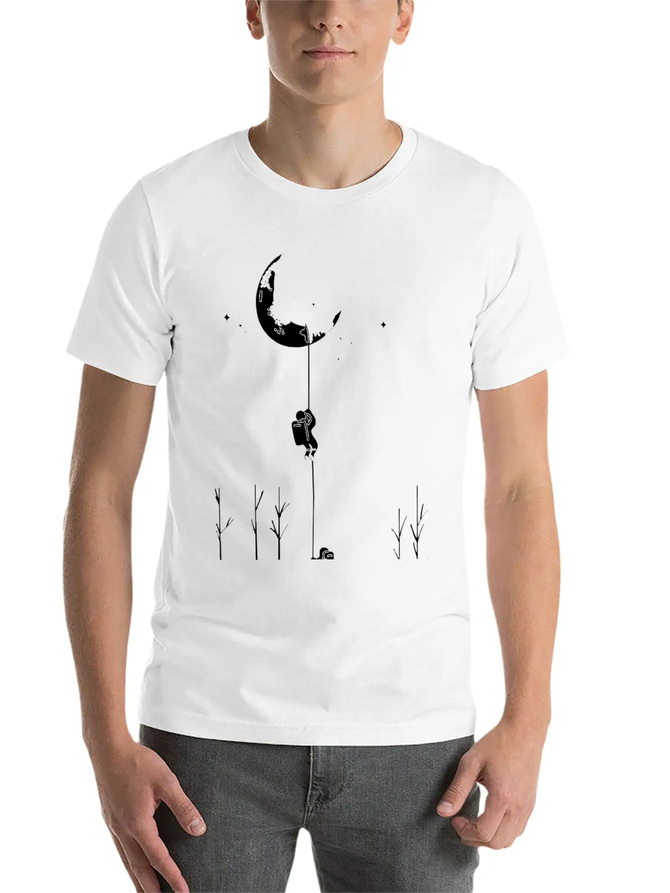 Climbing The Moon - Astronaut Classic Fit Graphic Tee For Daily Comfort – Unisex Cotton Shirt