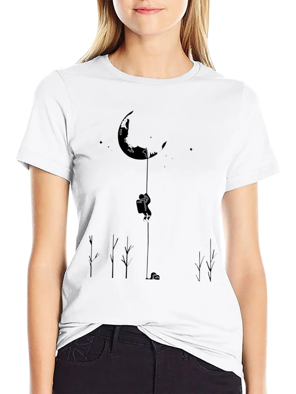 Climbing The Moon - Astronaut Classic Fit Graphic Tee For Daily Comfort – Unisex Cotton Shirt