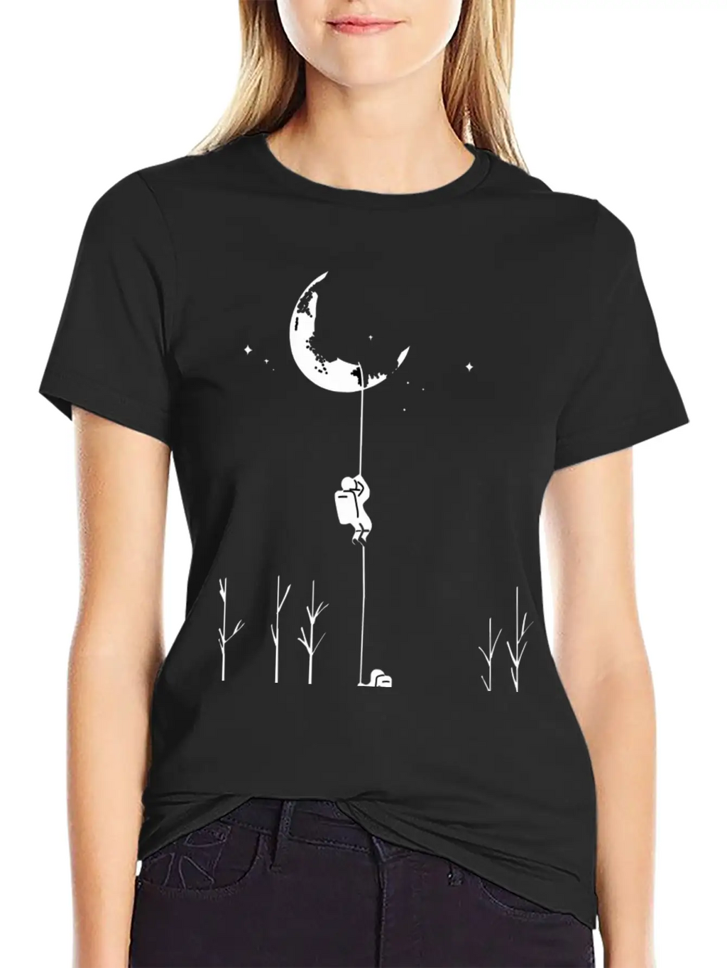 Climbing The Moon - Astronaut Classic Fit Graphic Tee For Daily Comfort – Unisex Cotton Shirt