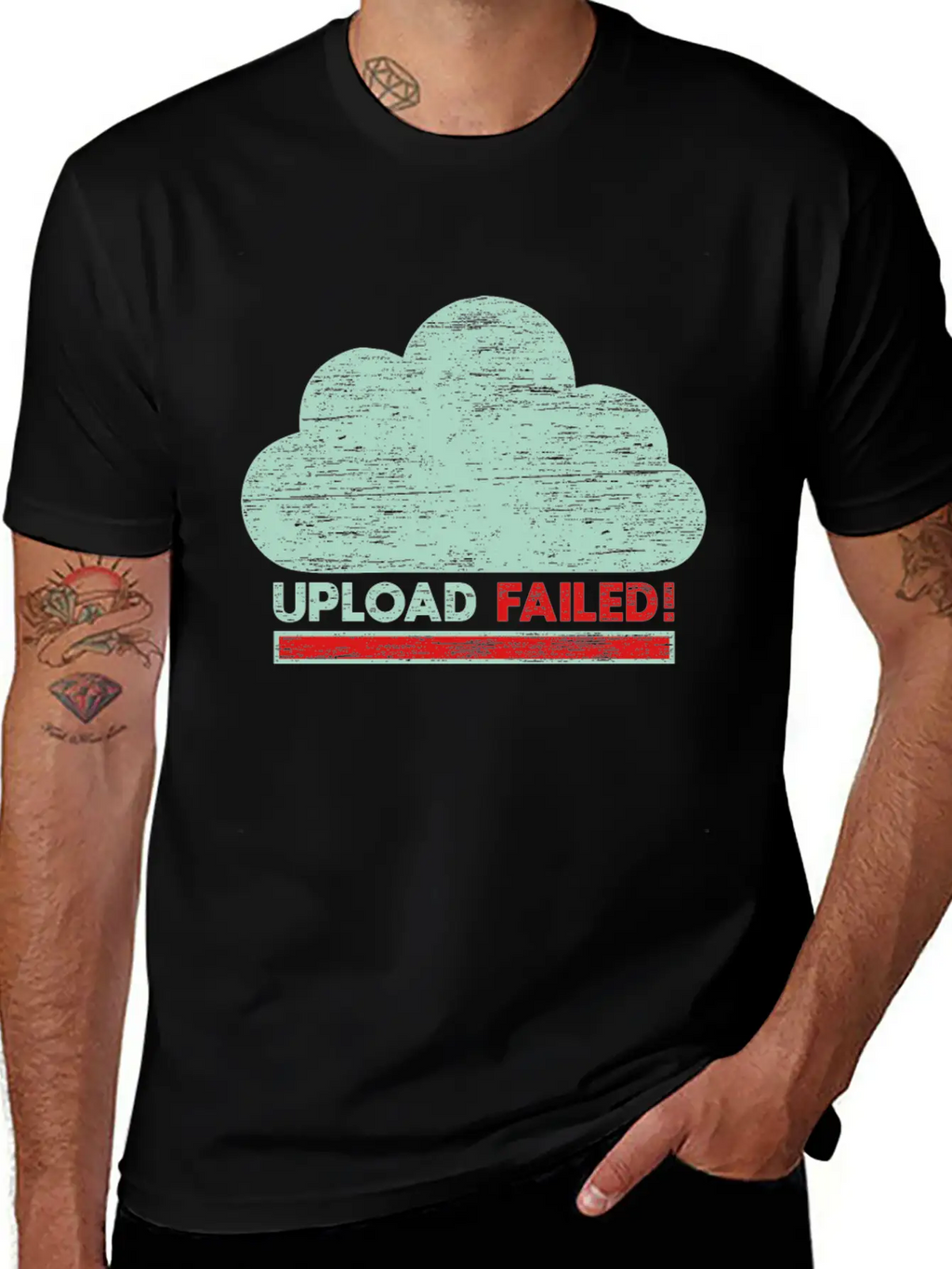 Clouds Upload Failed IT Geek Tech Casual Graphic T-Shirt – Simple And Comfortable Daily Wear