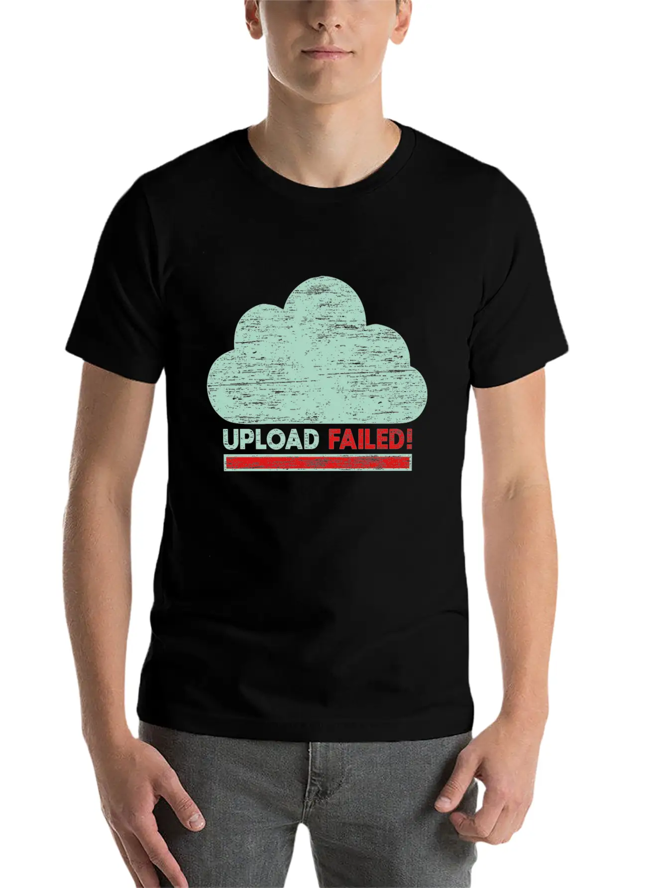 Clouds Upload Failed IT Geek Tech Casual Graphic T-Shirt – Simple And Comfortable Daily Wear