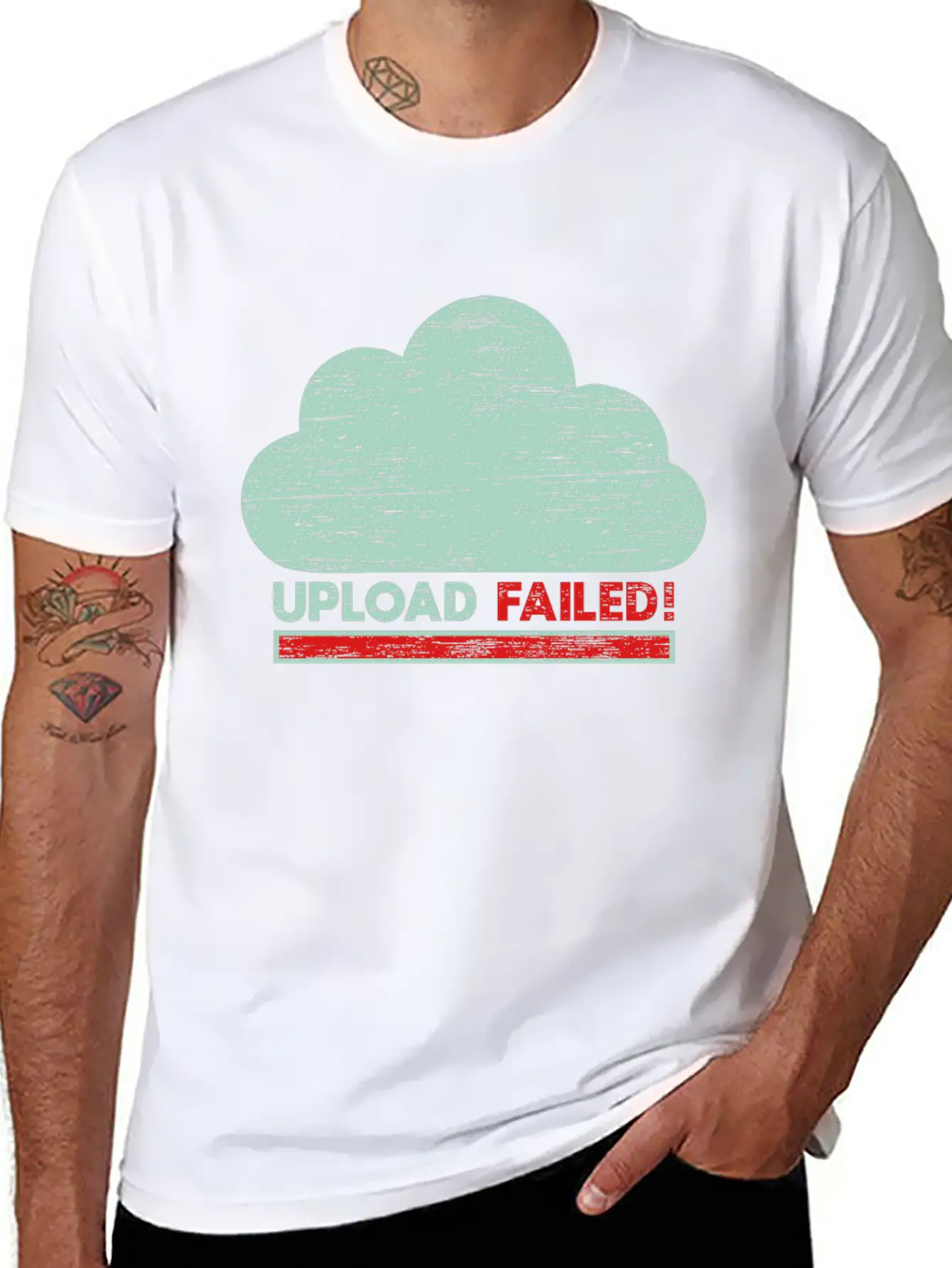 Clouds Upload Failed IT Geek Tech Casual Graphic T-Shirt – Simple And Comfortable Daily Wear