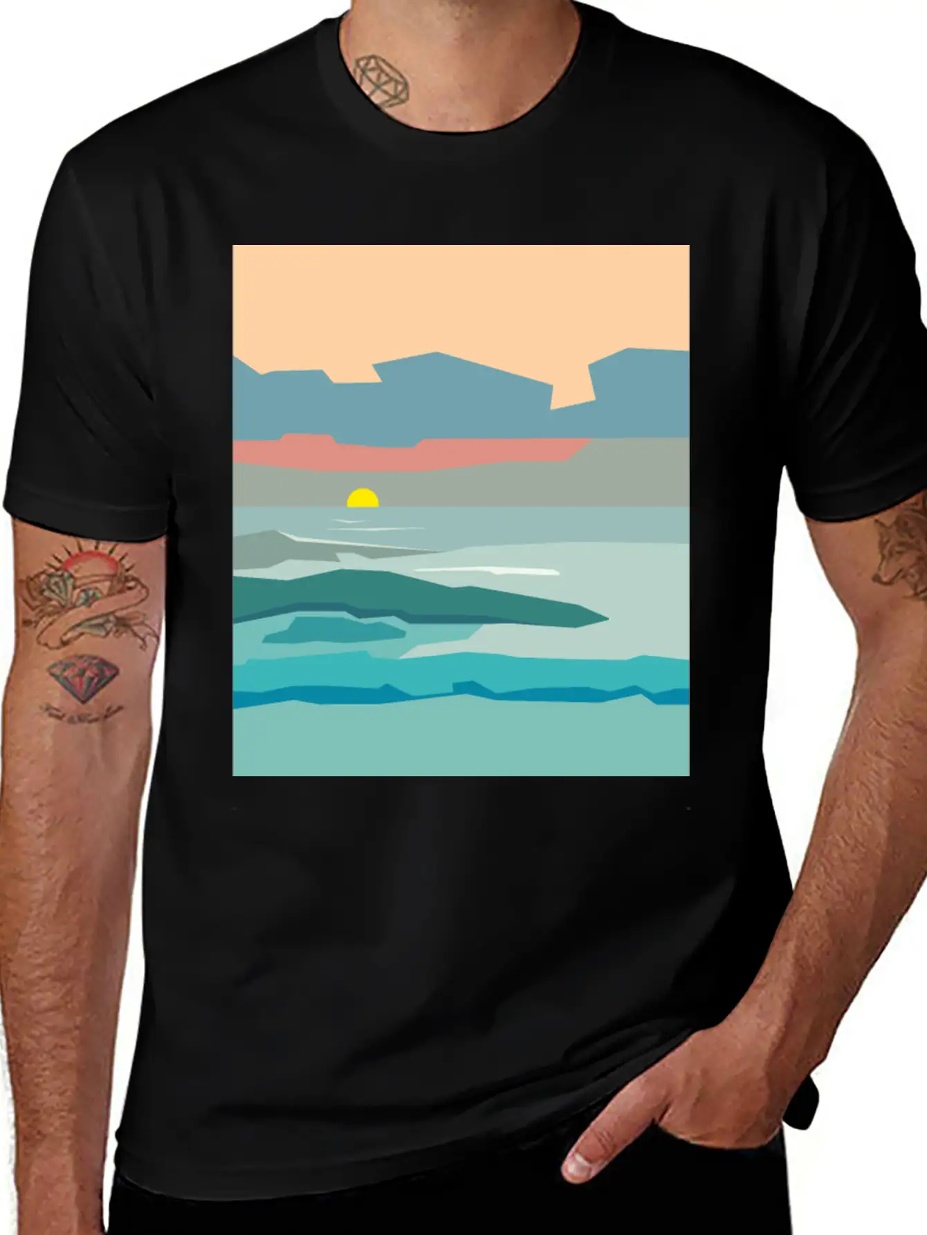 Cloudy Sky With The Sun Going Down To The Horizon. Unisex Casual T-Shirt – Clean Design For Daily Comfort