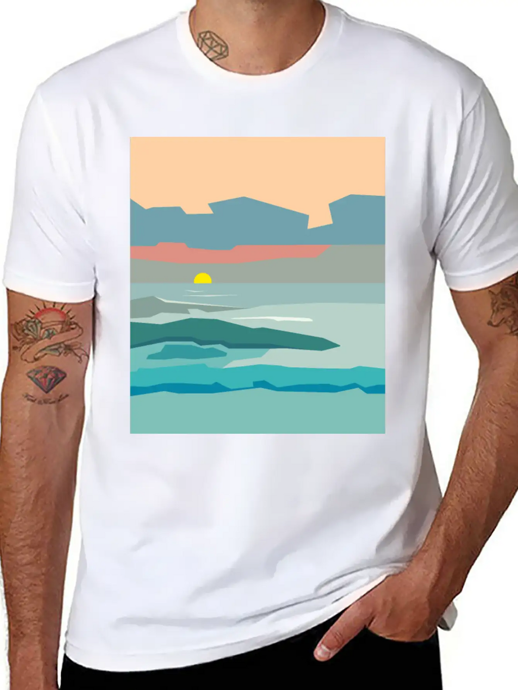 Cloudy Sky With The Sun Going Down To The Horizon. Unisex Casual T-Shirt – Clean Design For Daily Comfort