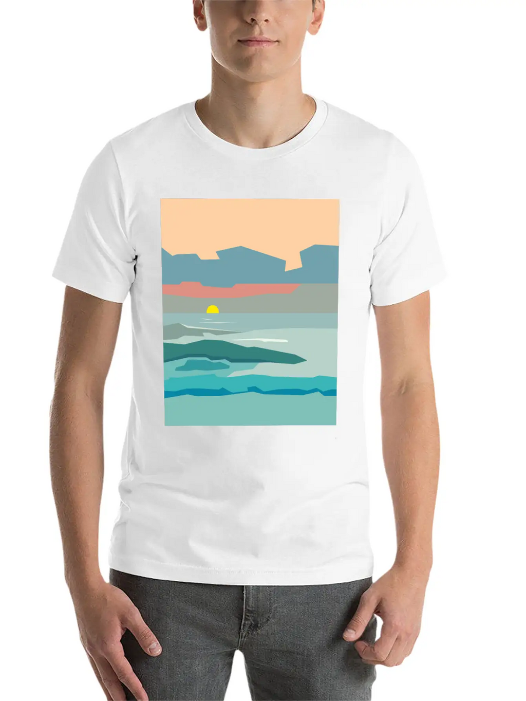 Cloudy Sky With The Sun Going Down To The Horizon. Unisex Casual T-Shirt – Clean Design For Daily Comfort