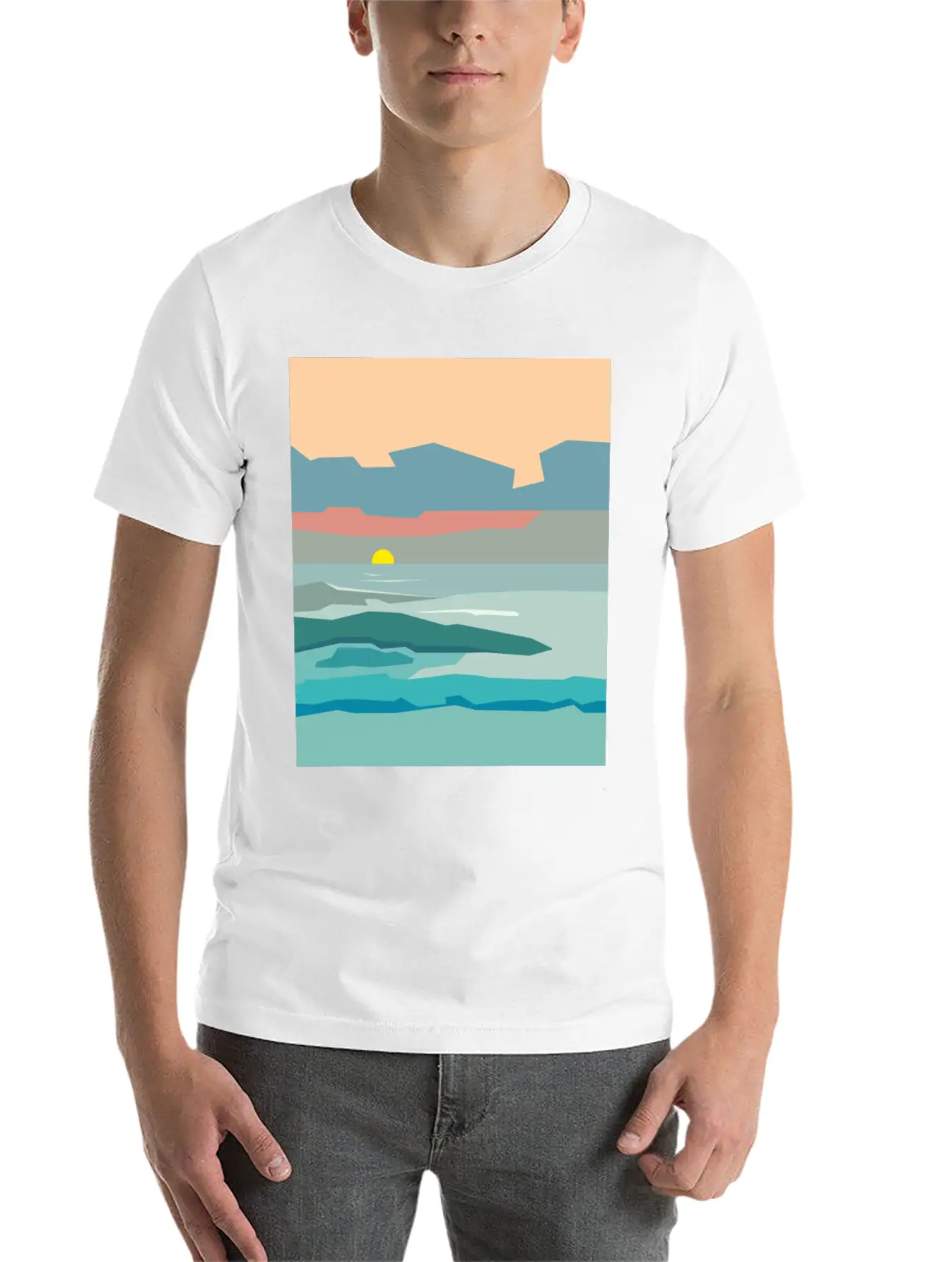 Cloudy Sky With The Sun Going Down To The Horizon. Unisex Casual T-Shirt – Clean Design For Daily Comfort