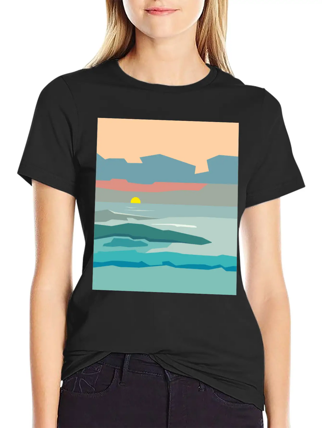 Cloudy Sky With The Sun Going Down To The Horizon. Unisex Casual T-Shirt – Clean Design For Daily Comfort