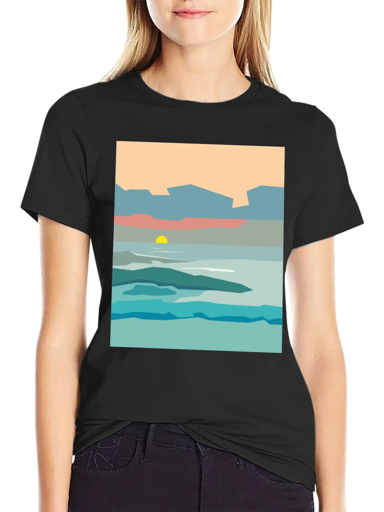 Cloudy Sky With The Sun Going Down To The Horizon. Unisex Casual T-Shirt – Clean Design For Daily Comfort