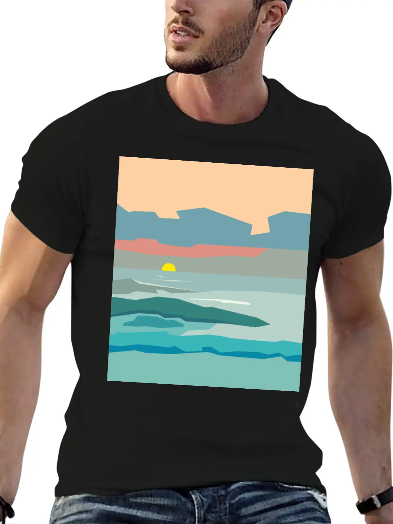 Cloudy Sky With The Sun Going Down To The Horizon. Unisex Casual T-Shirt – Clean Design For Daily Comfort