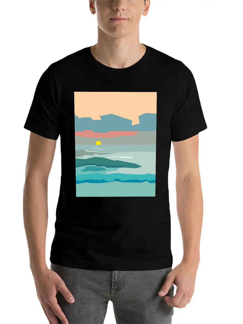 Cloudy Sky With The Sun Going Down To The Horizon. Unisex Casual T-Shirt – Clean Design For Daily Comfort