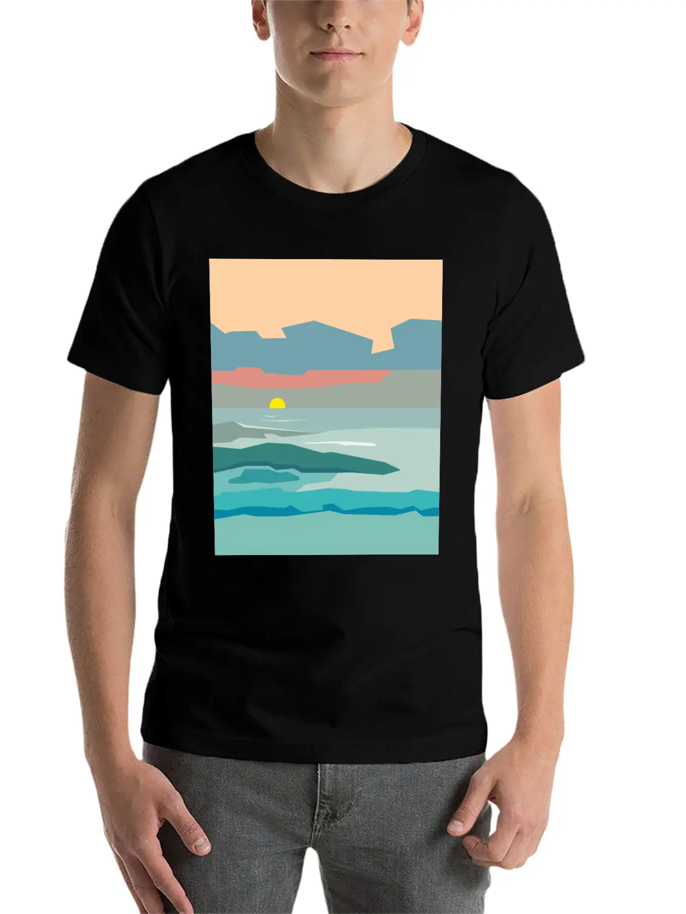 Cloudy Sky With The Sun Going Down To The Horizon. Unisex Casual T-Shirt – Clean Design For Daily Comfort