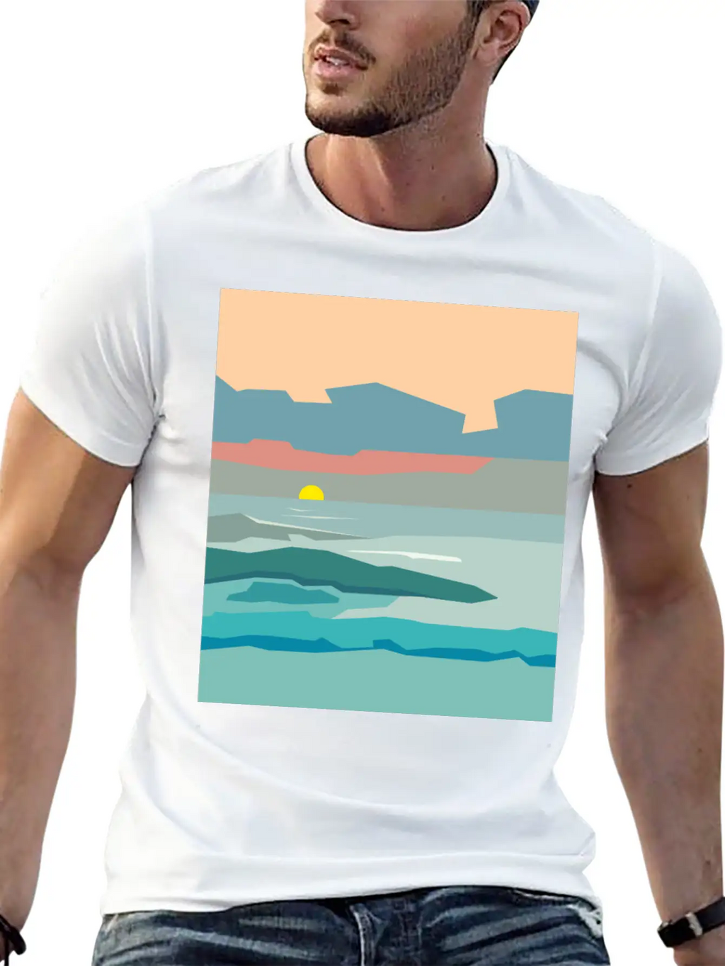 Cloudy Sky With The Sun Going Down To The Horizon. Unisex Casual T-Shirt – Clean Design For Daily Comfort