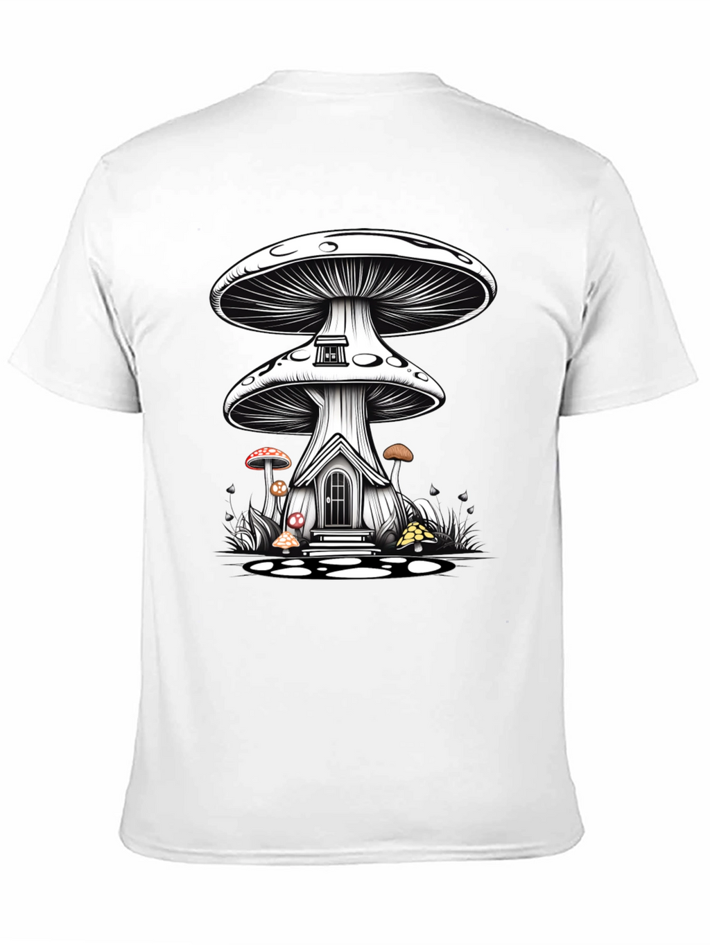 Mushroom House Graphic Tee - Whimsical Fantasy Shirt