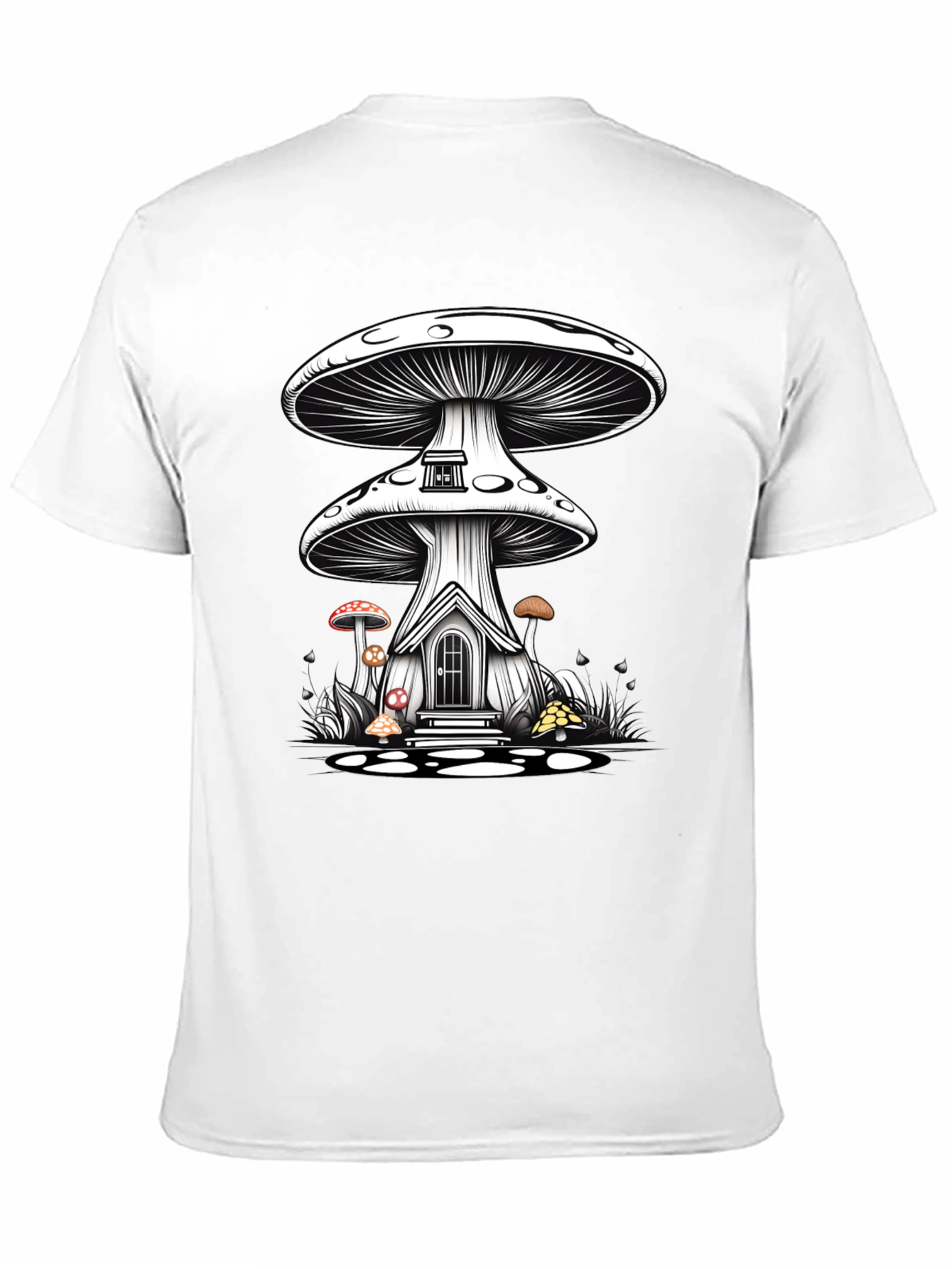 Mushroom House Graphic Tee - Whimsical Fantasy Shirt