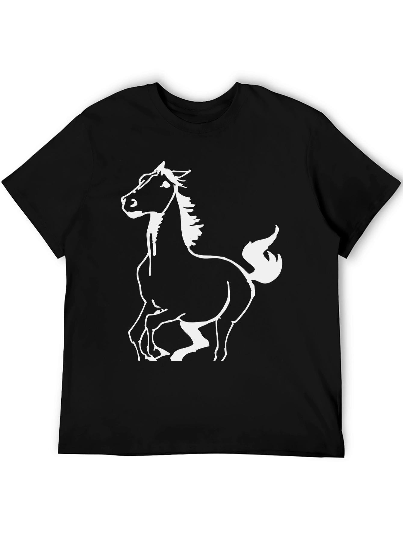 Black Horse Graphic Tee - Stylish Mens T-Shirt