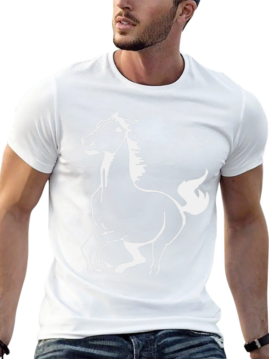 Black Horse Graphic Tee - Stylish Mens T-Shirt