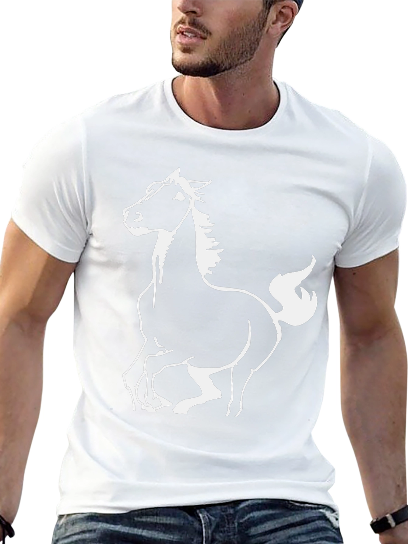Black Horse Graphic Tee - Stylish Mens T-Shirt
