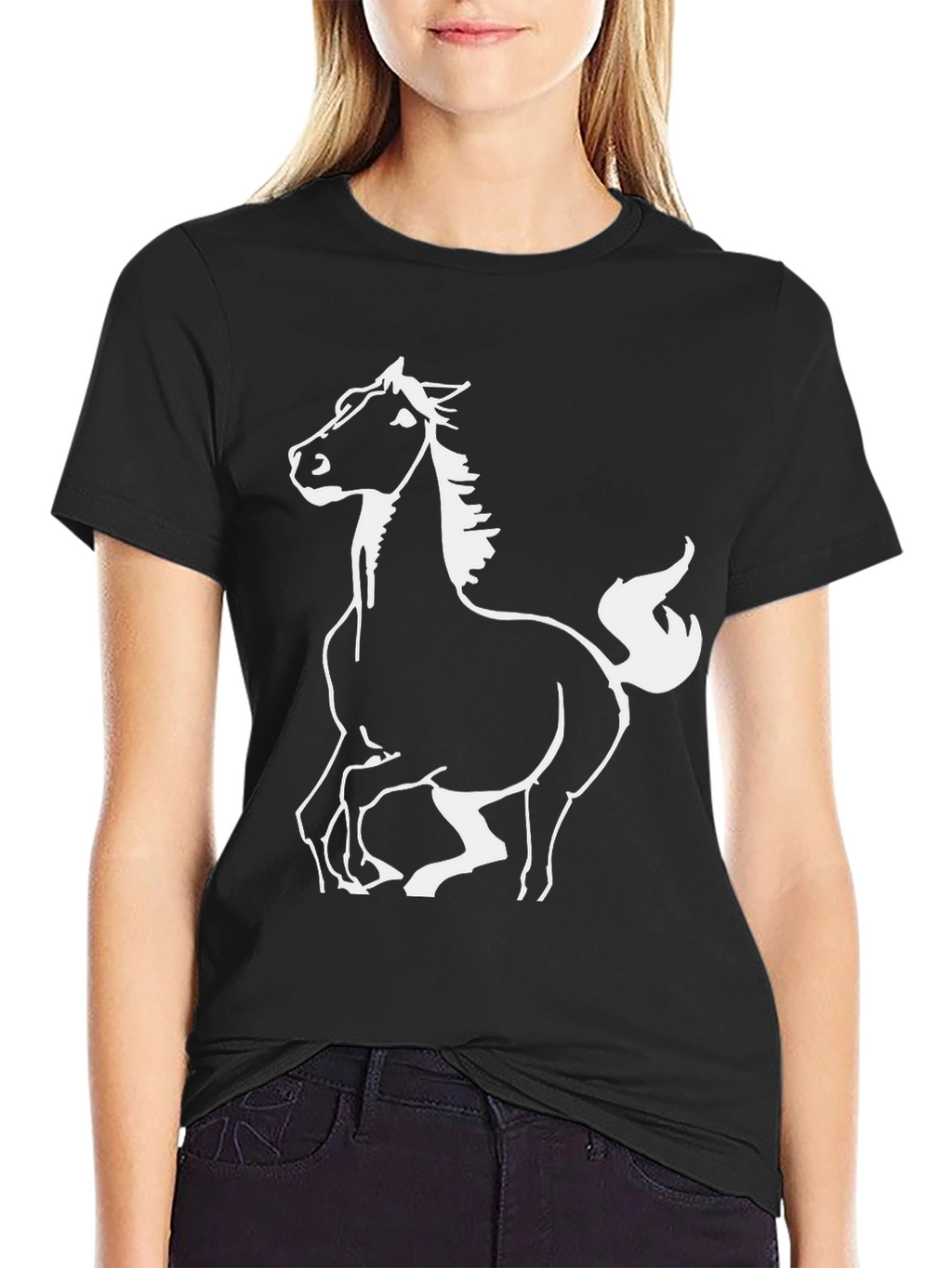 Black Horse Graphic Tee - Stylish Mens T-Shirt