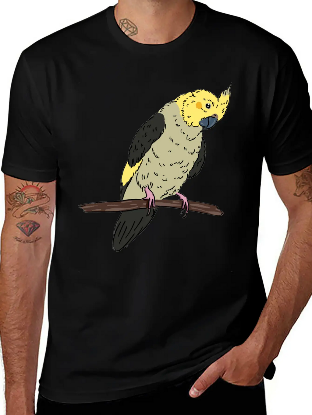 Cockatiel Bird On A Branch Birds Lover Design Unisex Casual T-Shirt – Clean Design For Daily Comfort