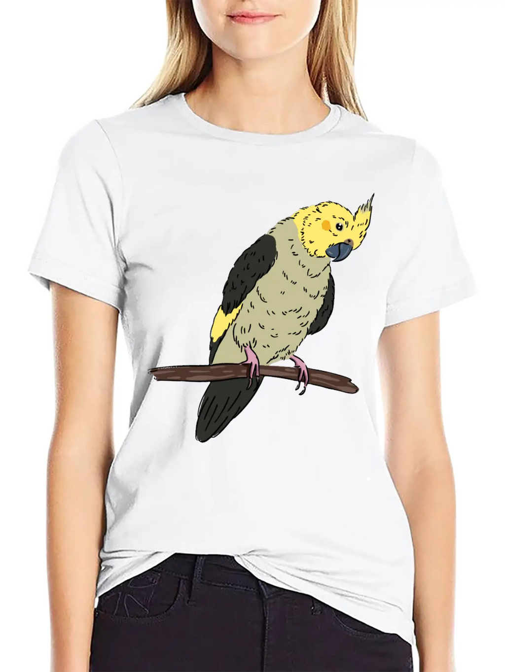 Cockatiel Bird On A Branch Birds Lover Design Unisex Casual T-Shirt – Clean Design For Daily Comfort