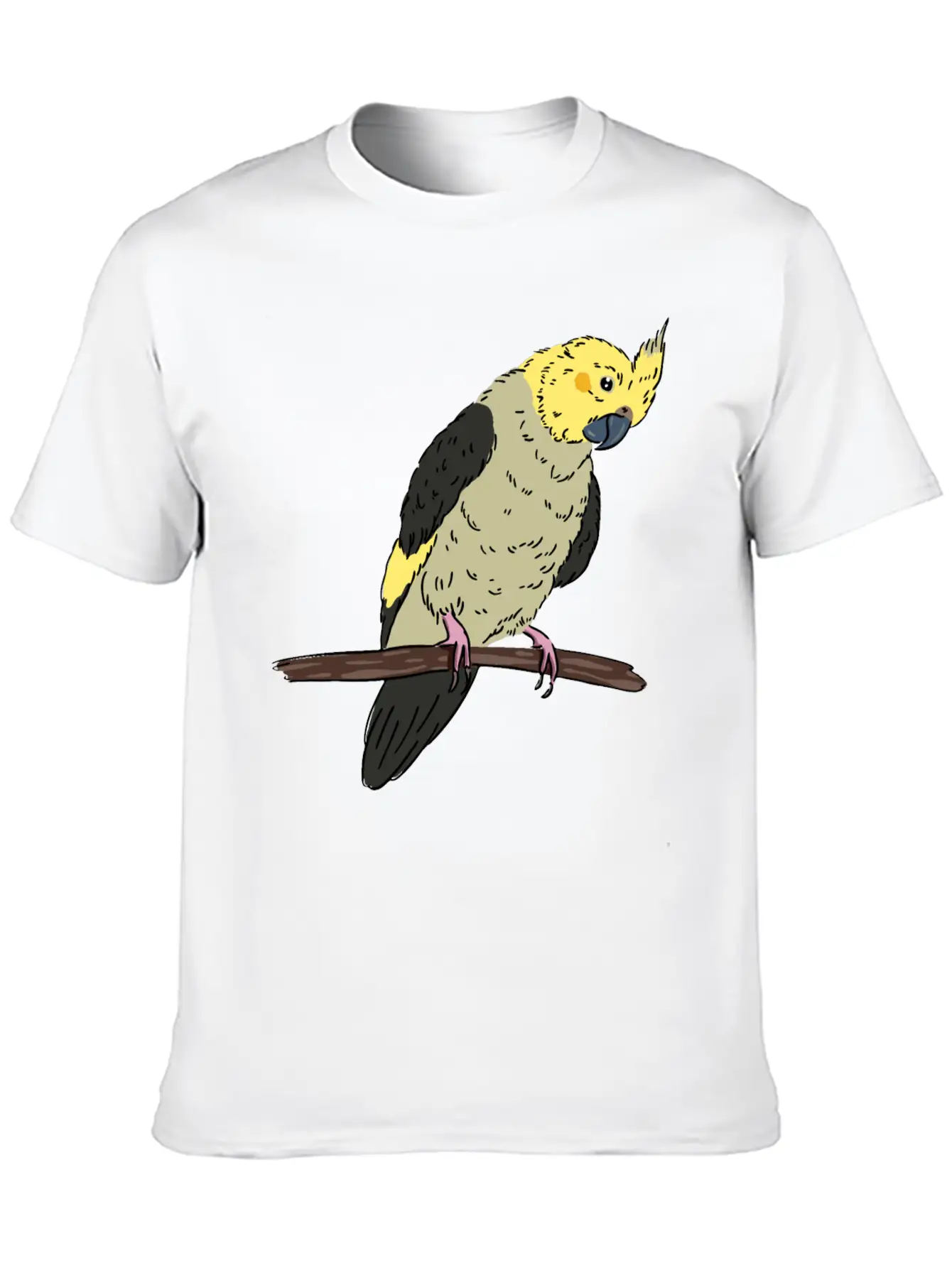 Cockatiel Bird On A Branch Birds Lover Design Unisex Casual T-Shirt – Clean Design For Daily Comfort