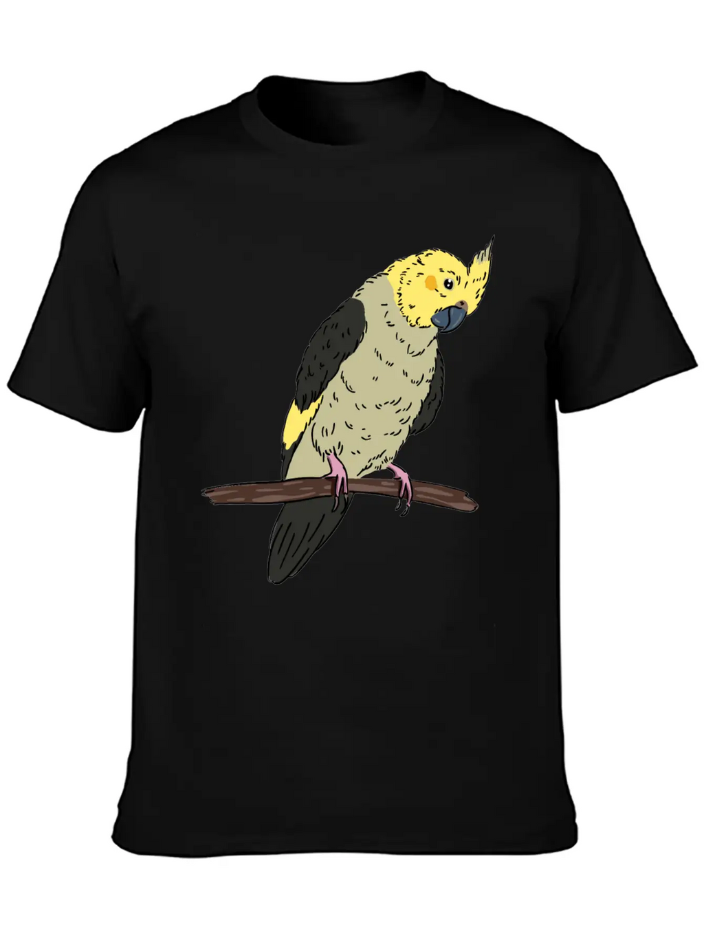 Cockatiel Bird On A Branch Birds Lover Design Unisex Casual T-Shirt – Clean Design For Daily Comfort