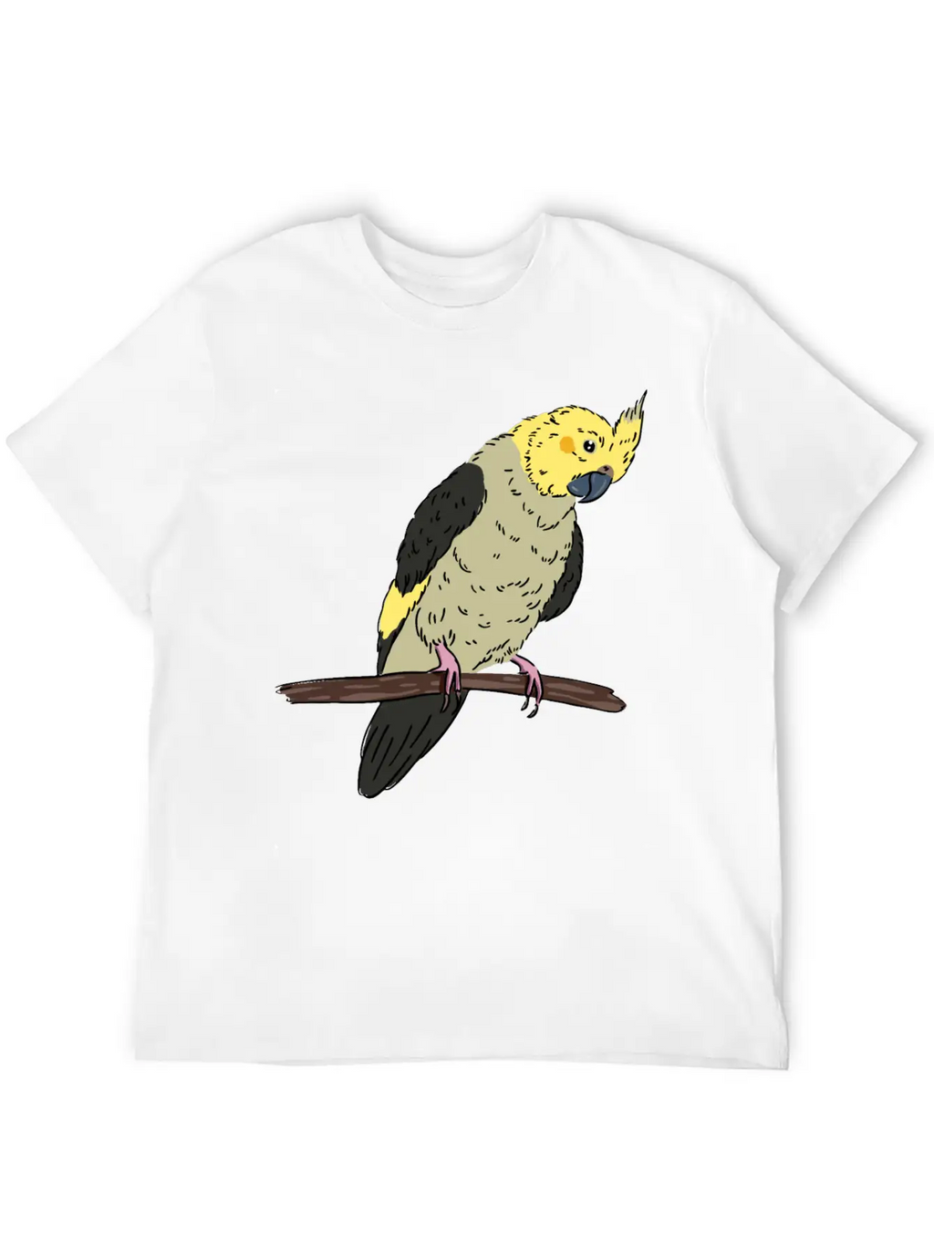 Cockatiel Bird On A Branch Birds Lover Design Unisex Casual T-Shirt – Clean Design For Daily Comfort