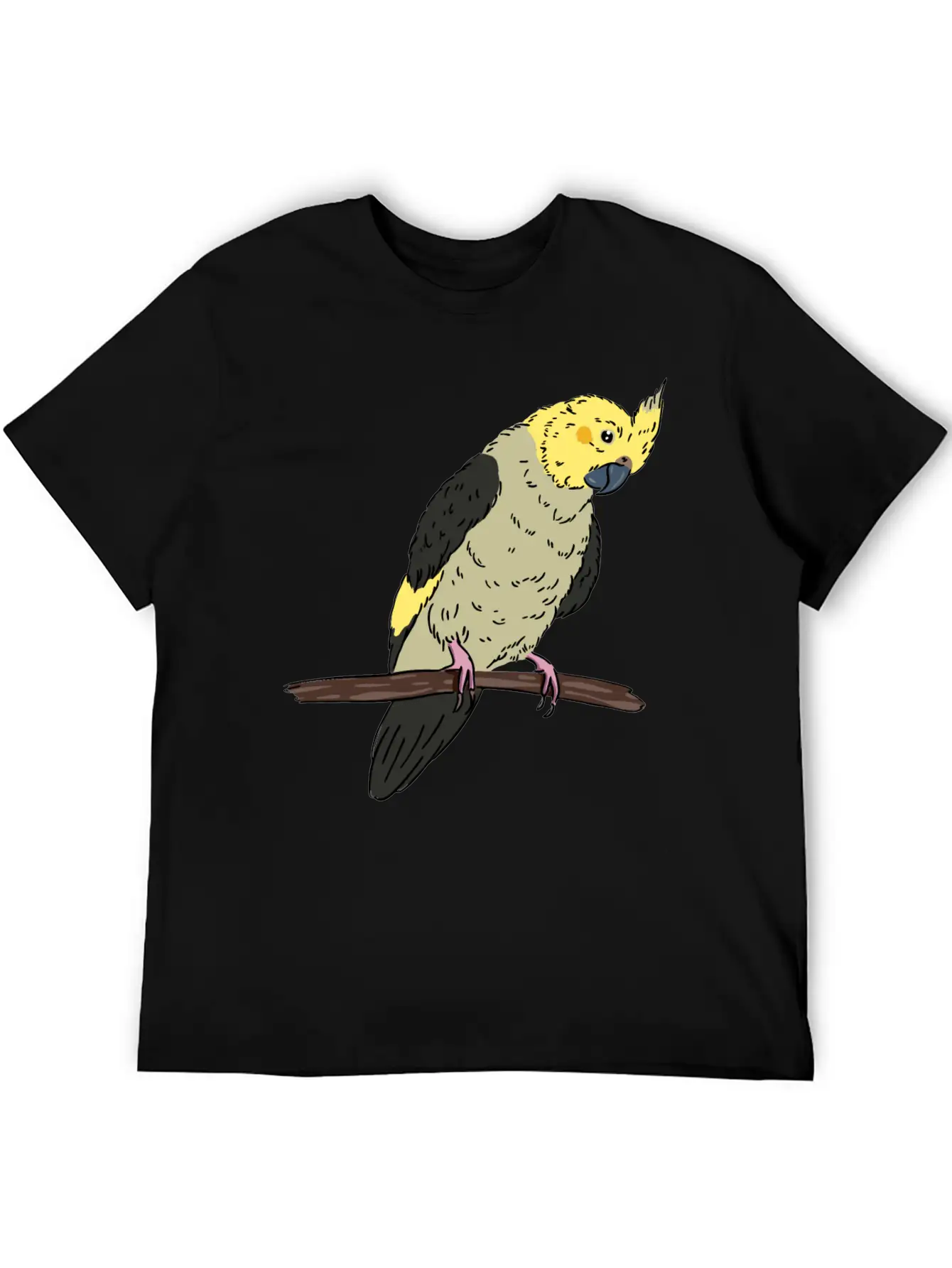 Cockatiel Bird On A Branch Birds Lover Design Unisex Casual T-Shirt – Clean Design For Daily Comfort