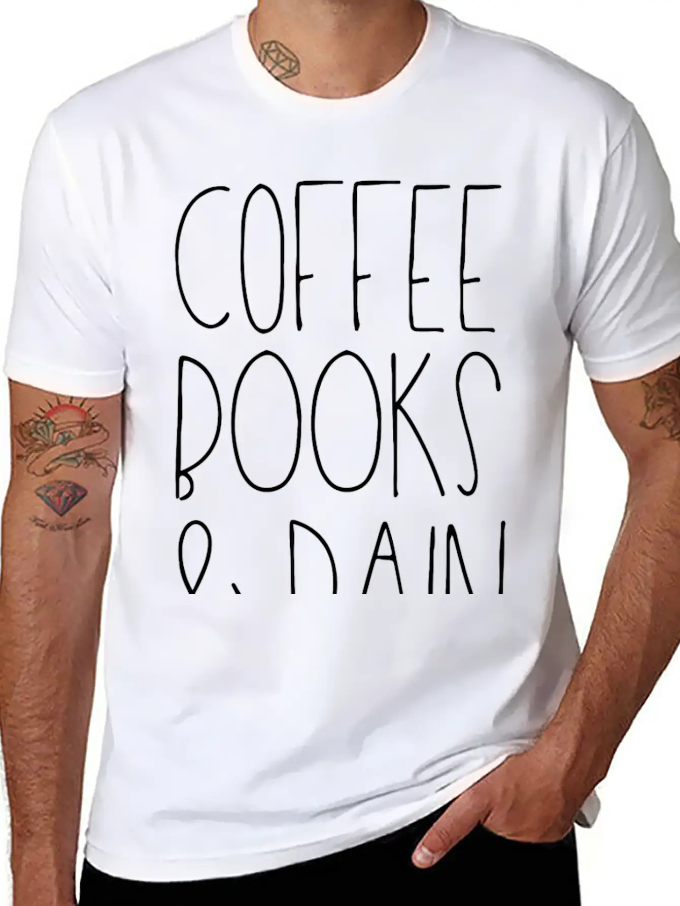 Coffee Books Rain Classic Fit Graphic Tee For Daily Comfort – Unisex Cotton Shirt