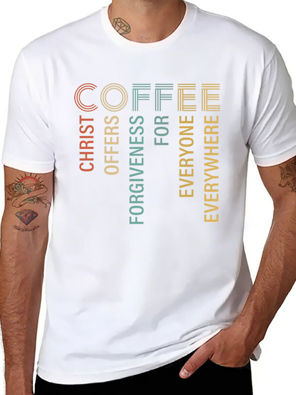 Coffee Christ Offers Forgiveness For Everyone Breathable Soft Cotton T-Shirt – Timeless Casual Look