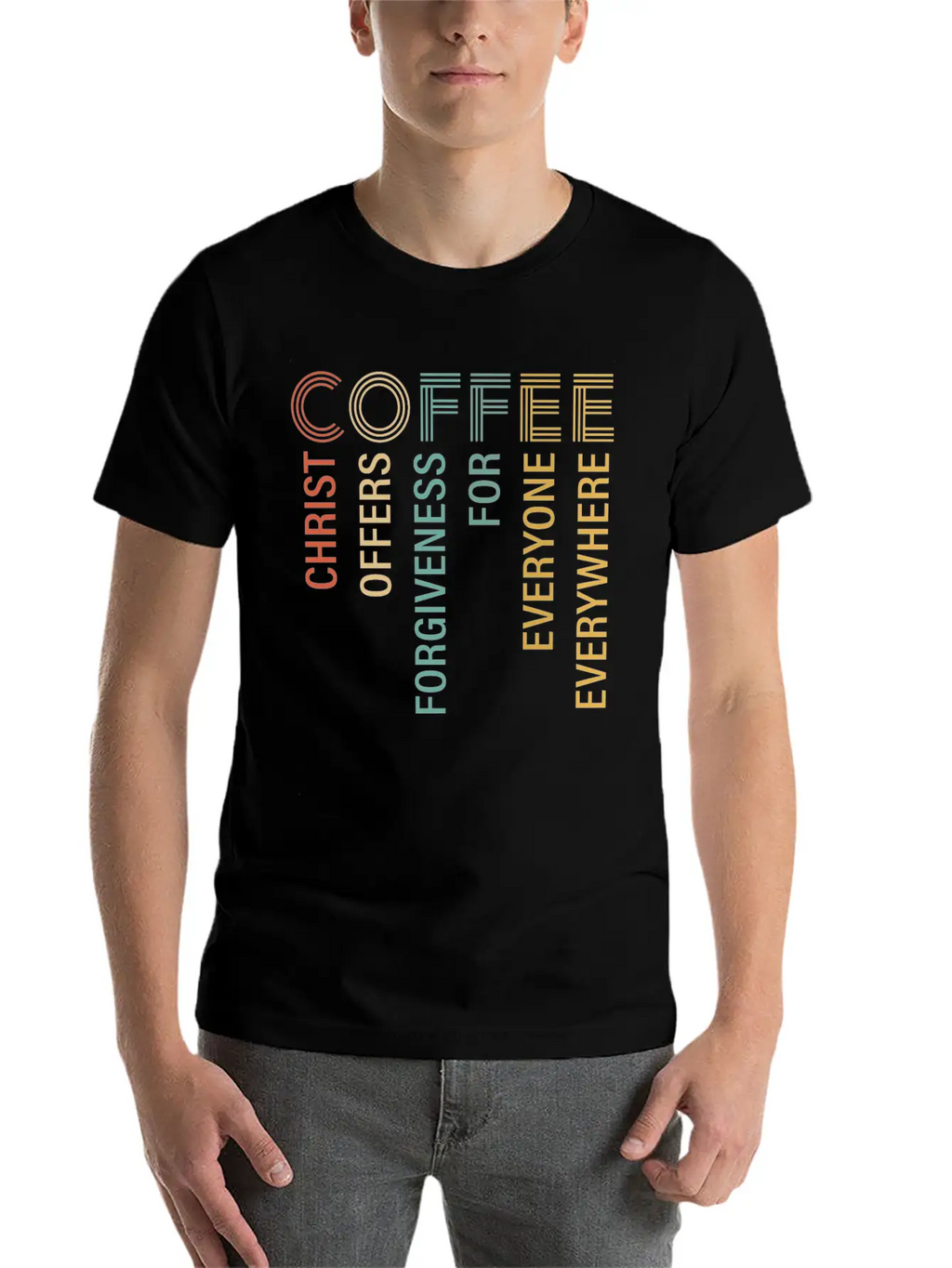 Coffee Christ Offers Forgiveness For Everyone Breathable Soft Cotton T-Shirt – Timeless Casual Look