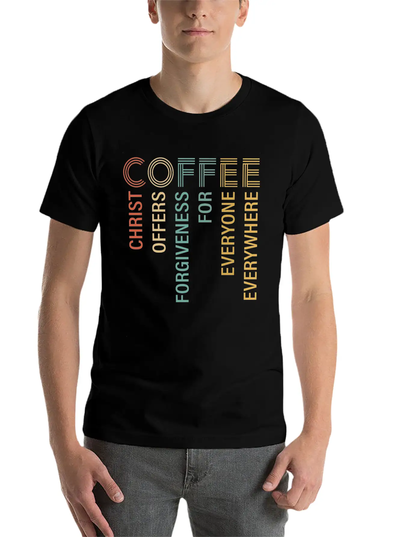 Coffee Christ Offers Forgiveness For Everyone Breathable Soft Cotton T-Shirt – Timeless Casual Look