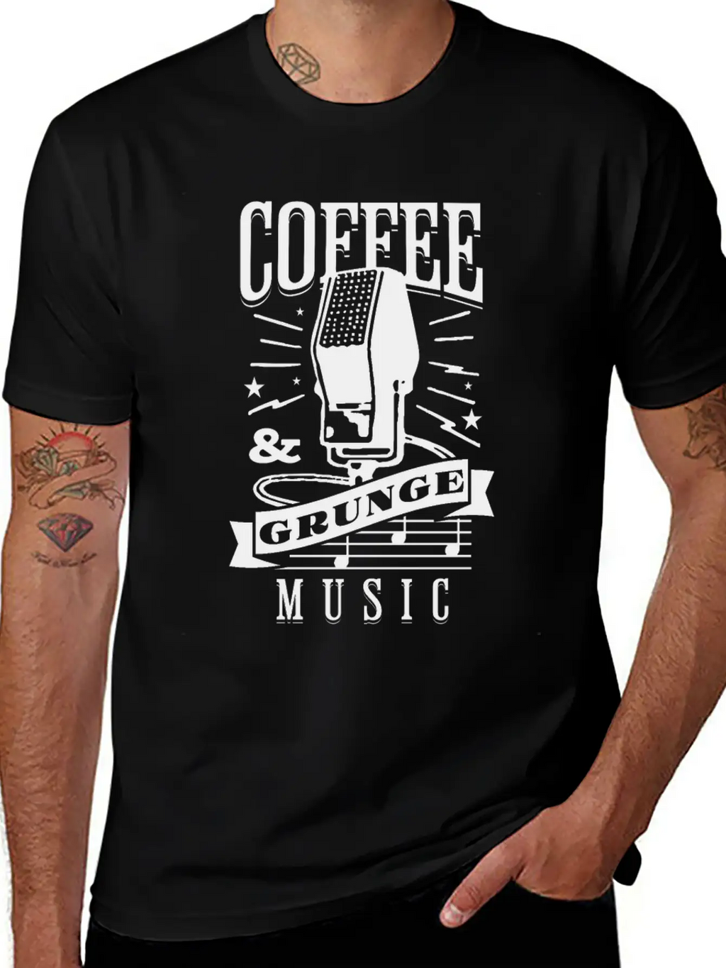Coffee & Grunge Music Casual Graphic T-Shirt – Simple And Comfortable Daily Wear