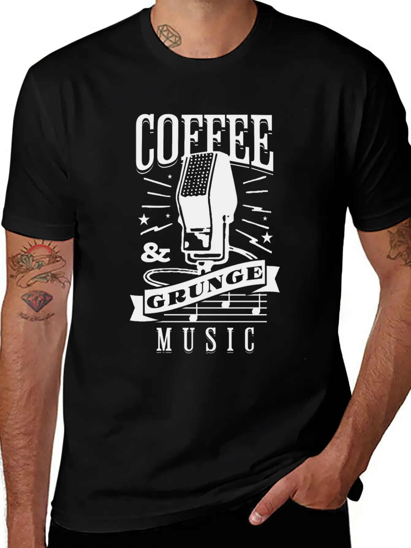 Coffee & Grunge Music Casual Graphic T-Shirt – Simple And Comfortable Daily Wear