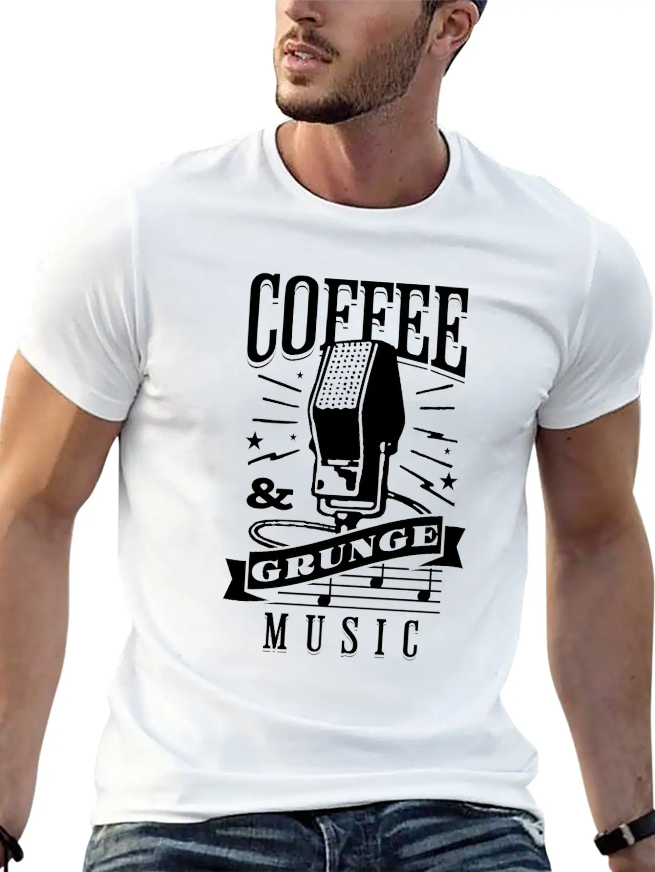 Coffee & Grunge Music Casual Graphic T-Shirt – Simple And Comfortable Daily Wear
