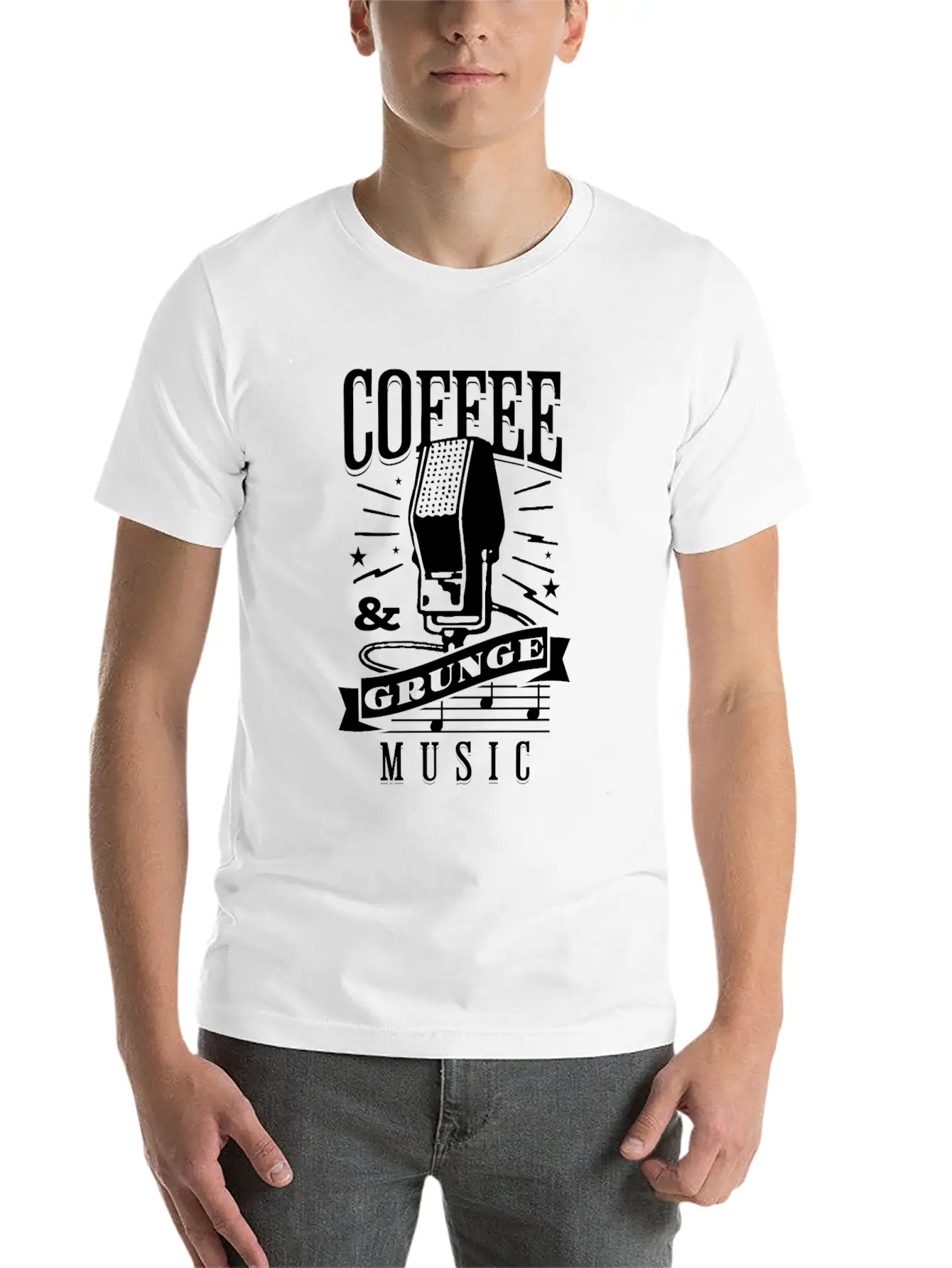 Coffee & Grunge Music Casual Graphic T-Shirt – Simple And Comfortable Daily Wear